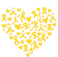 Gold Ribbon Heart Childhood Cancer Awareness Support T-Shirt