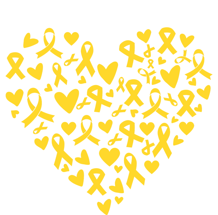 Gold Ribbon Heart Childhood Cancer Awareness Support T-Shirt