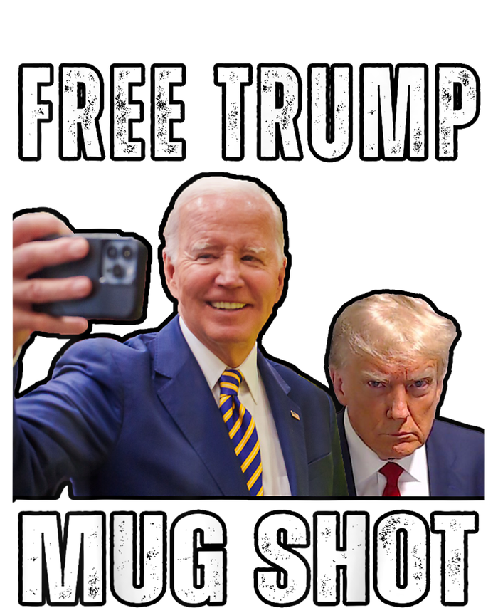 Free Trump Mugshot President Joe Biden Selfie Halloween Flat Bill Trucker Hat