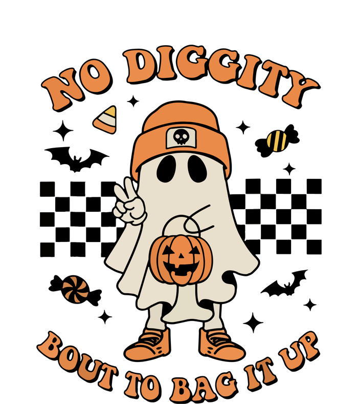 Halloween Retro Groovy Ghost No Diggity Bout To Bag It Up Gift T-Shirt