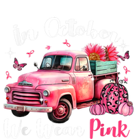 In October We Wear Pink Leopard Truck Pumpkin Breast Cancer T-Shirt