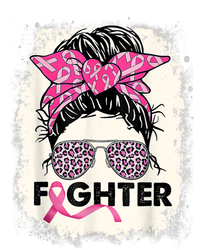 Fighter Messy Bun Pink Warrior Breast Cancer Awareness Pajama Set