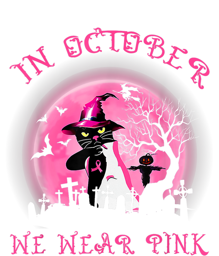 In October We Wear Pink Cat Witch Breast Cancer Halloween Valucap Bio-Washed Visor