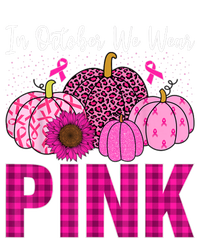 In October We Wear Pink Ribbon Leopard Pumpkin Breast Cancer T-Shirt