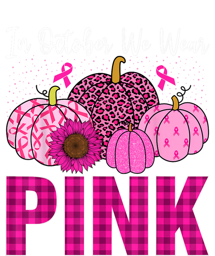 In October We Wear Pink Ribbon Leopard Pumpkin Breast Cancer T-Shirt