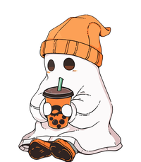 Drinking Coffee Cute Little Ghost Halloween Spooky Season Gift Flexfit Unipanel Trucker Cap