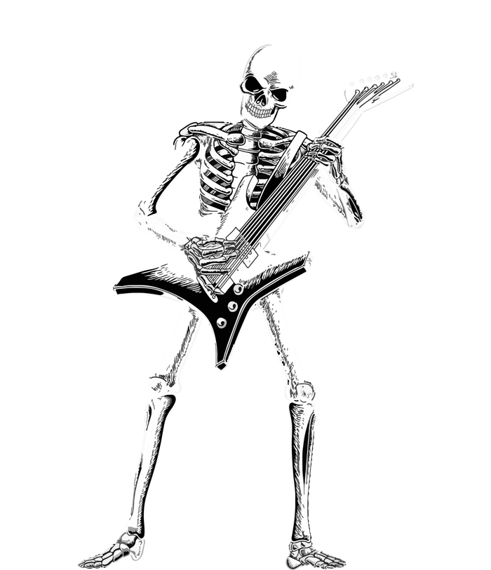 Funny Halloween Skeleton Guitarist Rock And Roll Band Guitar Gift Bumper Sticker