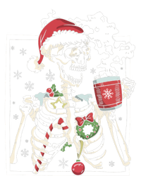 Christmas Skeleton With Smiling Skull Ing Coffee Latte Funny Gift Button