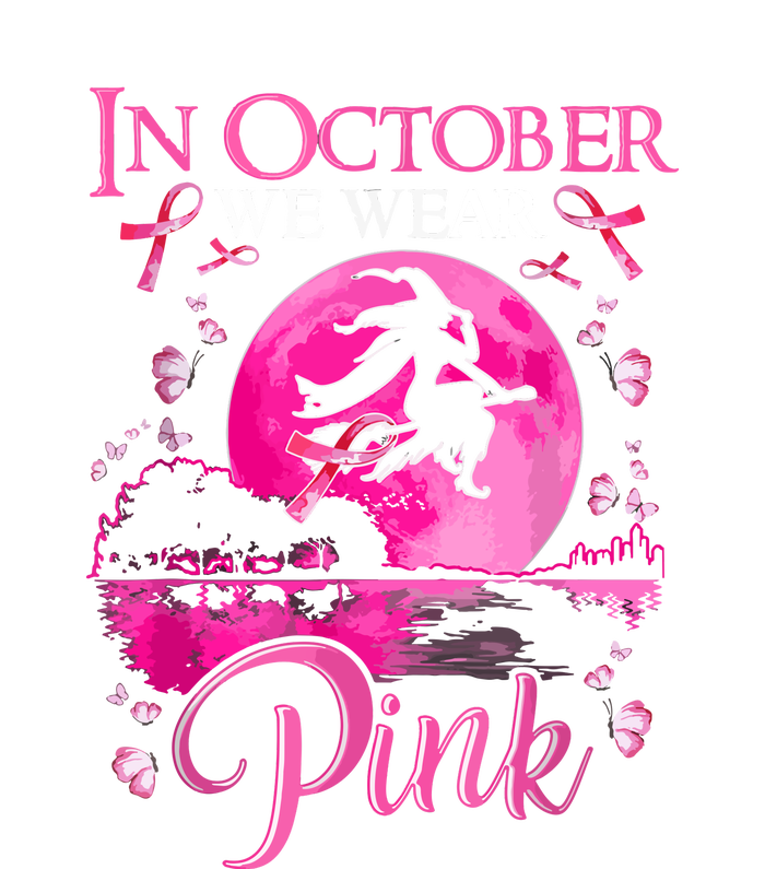 Halloween In October We Wear Pink Ribbon Witch Breast Cancer Gift Tall Hoodie