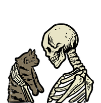 Funny Halloween Skull Skeleton Holding Cat Gift T-Shirt