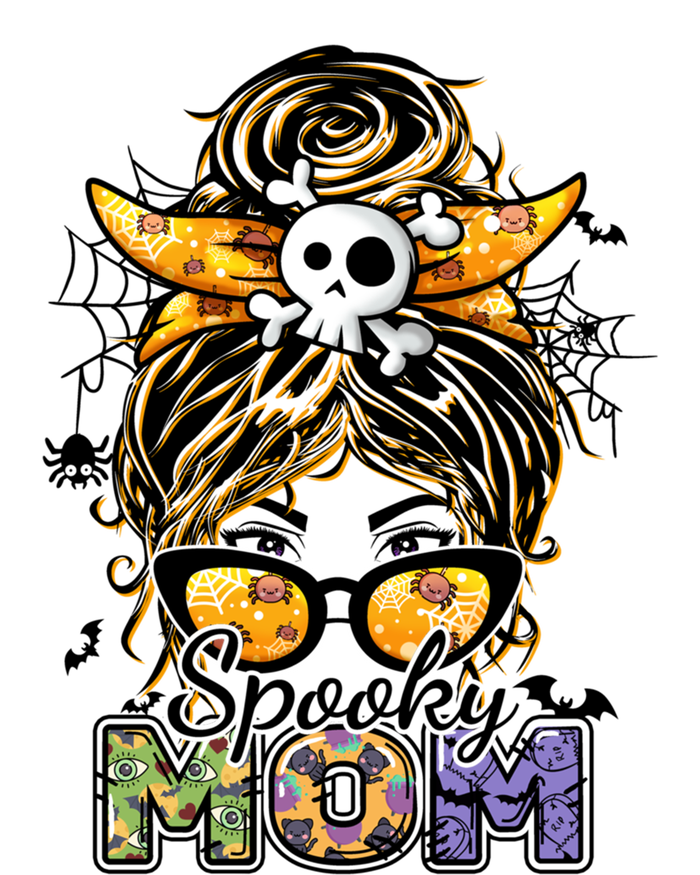 Groovy Spooky Mom Messy Bun Witch Mom Halloween Cool Gift T-Shirt