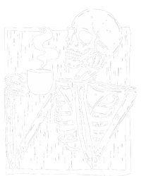 Halloween Coffee Drinking Skeleton Skull T-Shirt