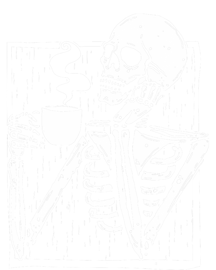 Halloween Coffee Drinking Skeleton Skull T-Shirt