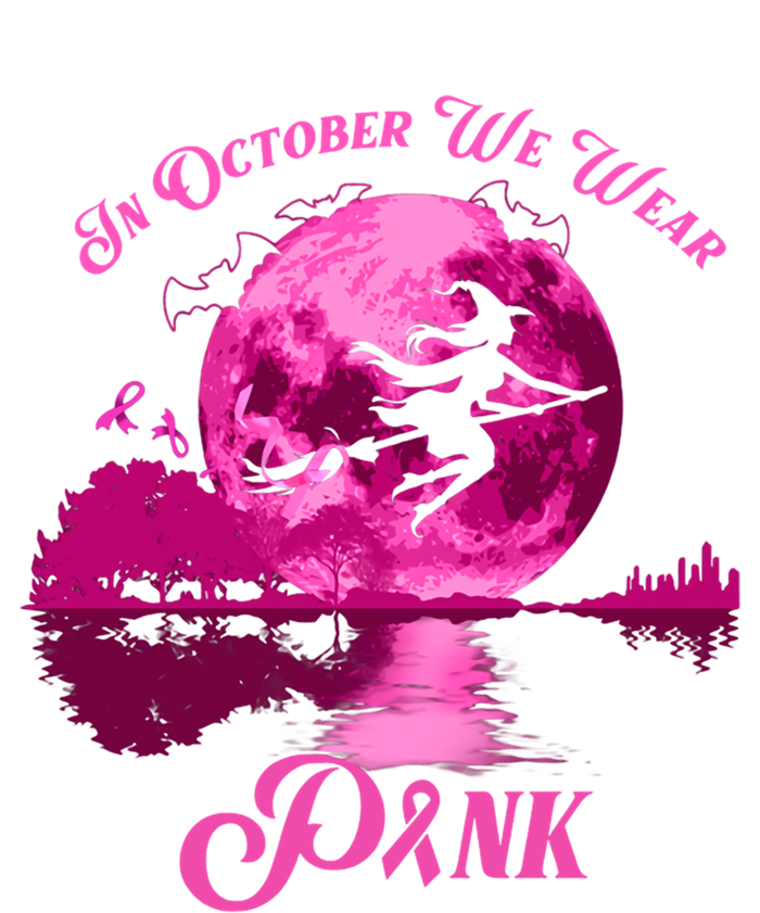 In October We Wear Pink Breast Cancer Moon Witch Halloween Gift Toddler Long Sleeve Shirt