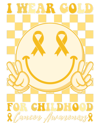 Retro Emoji Smiley I Wear Gold For Childhood Cancer Awareness Short Acrylic Beanie