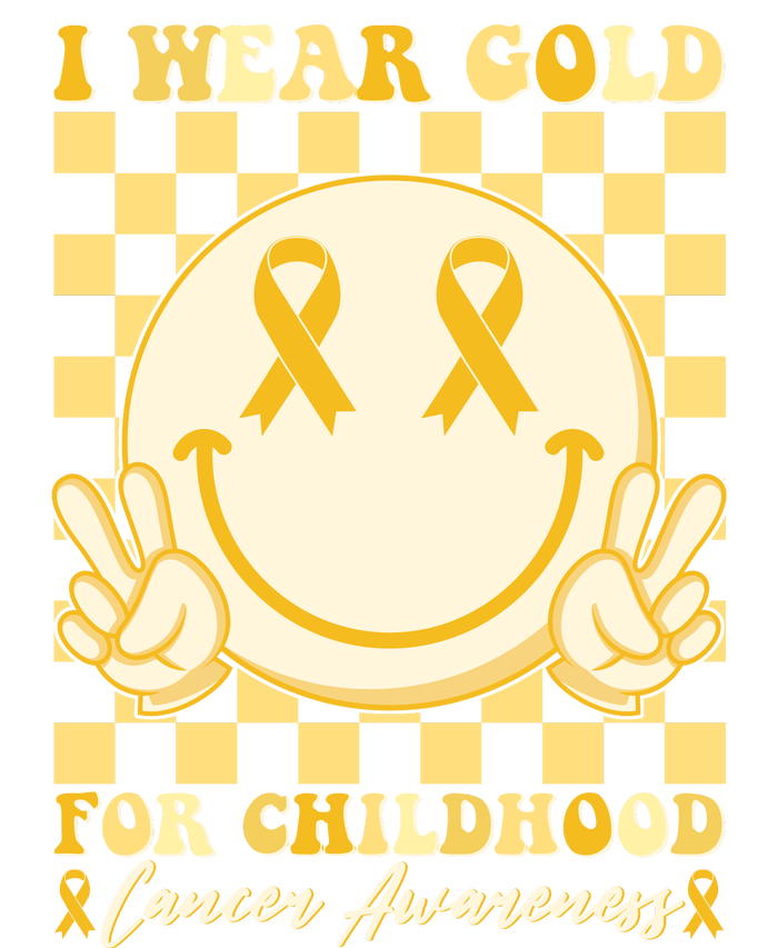 Retro Emoji Smiley I Wear Gold For Childhood Cancer Awareness Short Acrylic Beanie