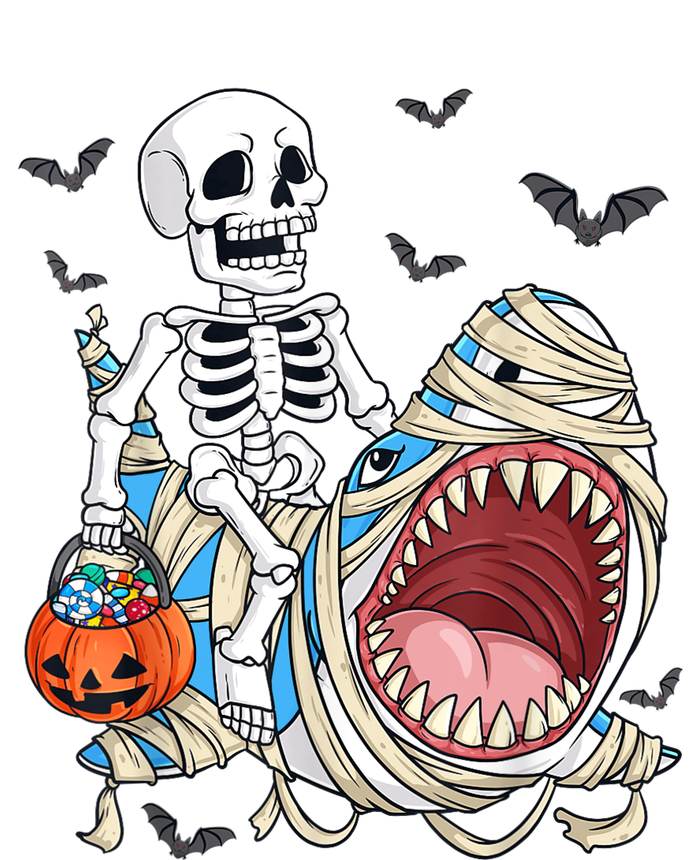 Skeleton Riding Mummy Shark Funny Halloween Pumpkin Sustainable Knit Beanie