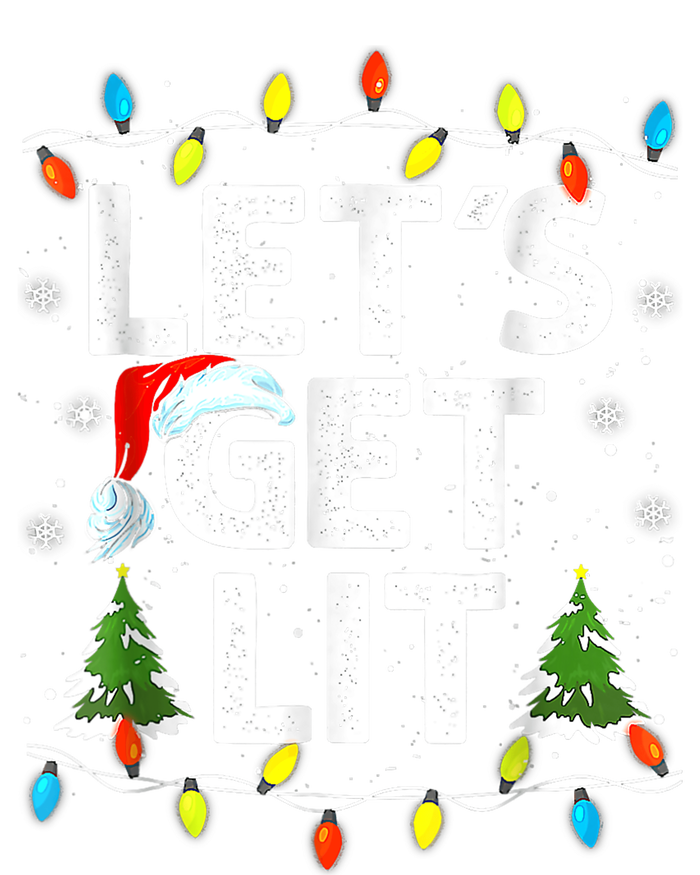 Lets Get Lit Funny Christmas Lights Tree Santa Hat Pajama Women's Tri-Blend 3/4-Sleeve Raglan Shirt