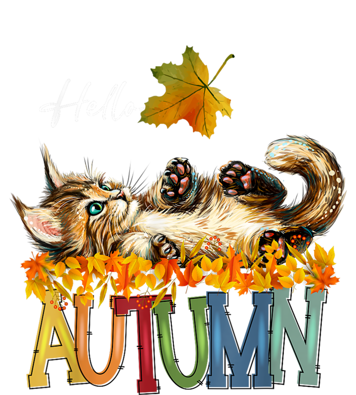 Funny Cat Leaf Fall Hello Autumn Cute Kitten Cat Lovers Tall Long Sleeve T-Shirt