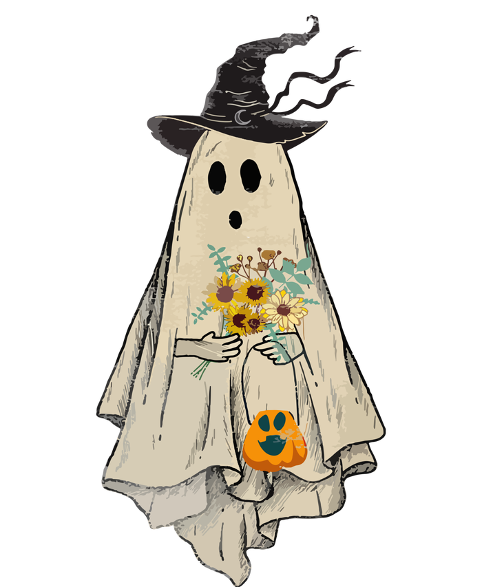 Vintage Floral Ghost Pumpkin Funny Graphic Halloween Gifts Women's T-Shirt