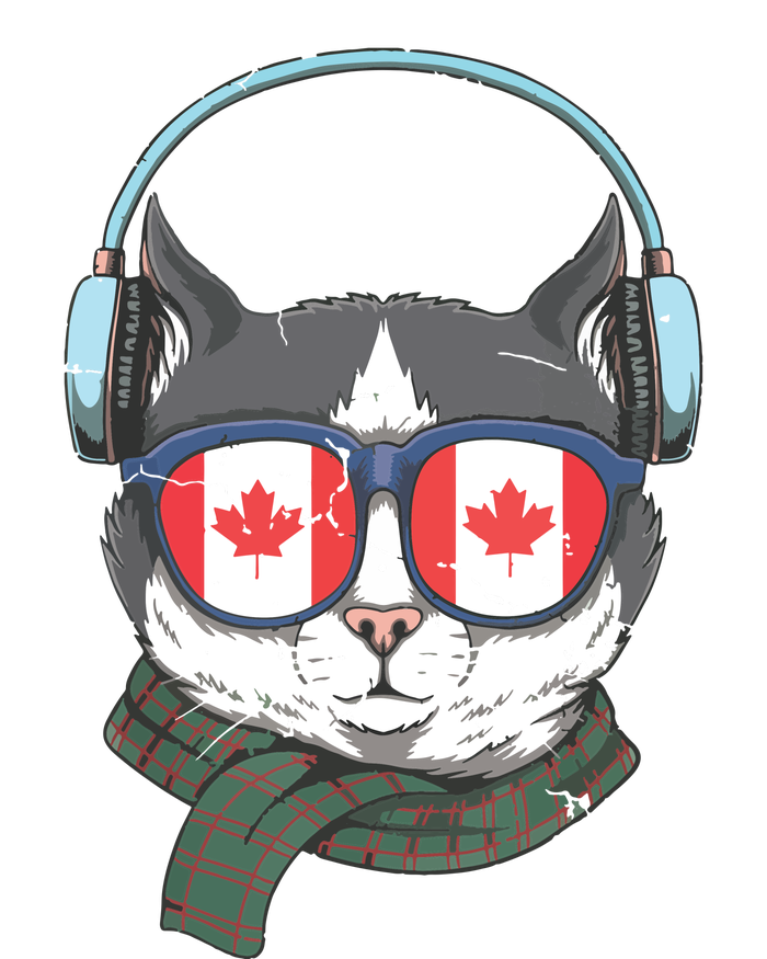 Canada Flag Canadian Cat Sunglasses Funny Cooling Performance Crew T-Shirt