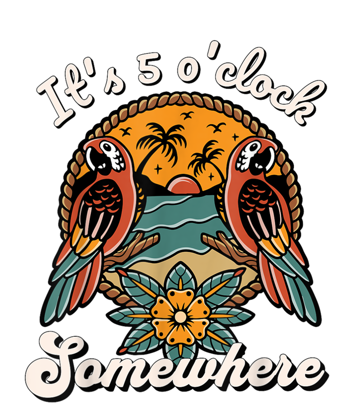 Its 5 O’clock Somewhere Parrot Summer Beach Sunset Drinking T-Shirt