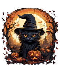 Black Cat Wearing Witch Hat Full Moon Halloween Costume Gift T-Shirt