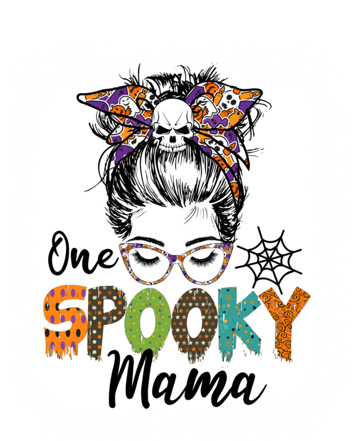 One Spooky Mama Halloween Messy Bun Skull Funny Mom Life Gift Tall Sweatshirt