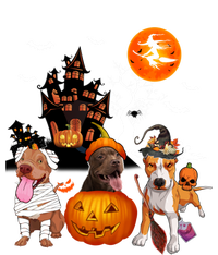 Three Pit Bulls Halloween Mummy Scary Witch With Pumpkins Cute Gift Tank Top