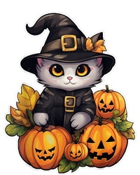 Moonlit Mischief Feline Sorcery Amidst Pumpkins T-Shirt