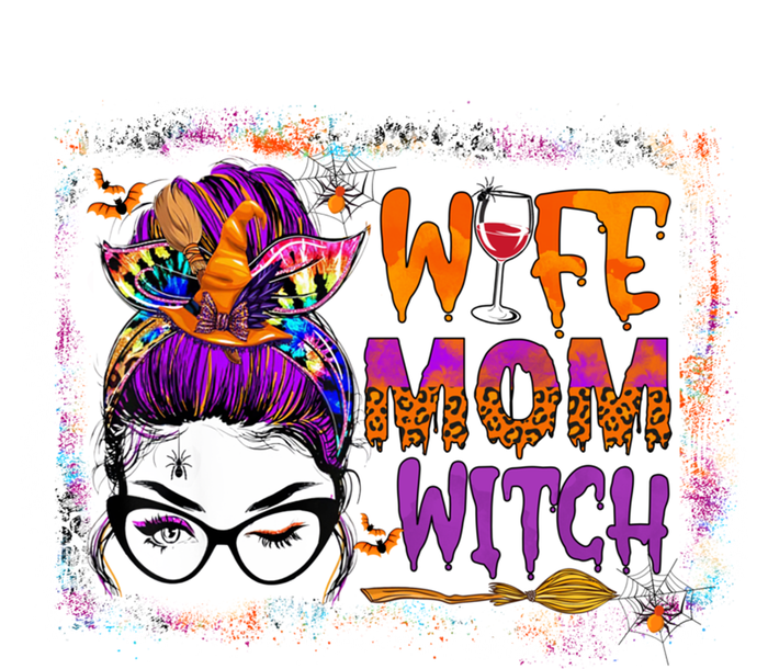 Wife Mom Witch Messy Bun Hair Skull Halloween Costumes Gift Ladies Essential Tank