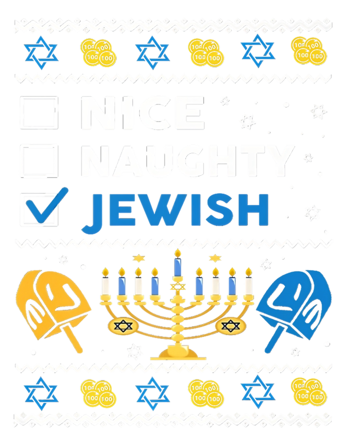 Nice Naughty Jewish Ugly Hanukkah Sweater Chanukah Jew Xmas T-Shirt