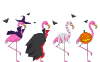 Halloween Pink Flamingo Costume Witch Vampire Mummy Jack Gift Kids Long Sleeve Shirt