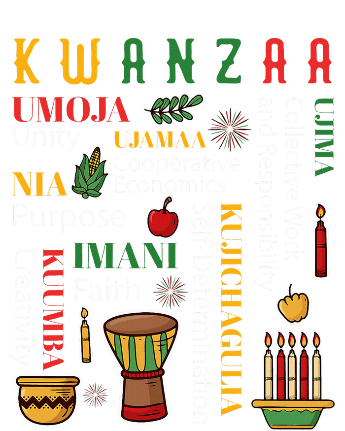 Happy Kwanzaa Drum Kinara Seven Candles Africa Celebration T-Shirt