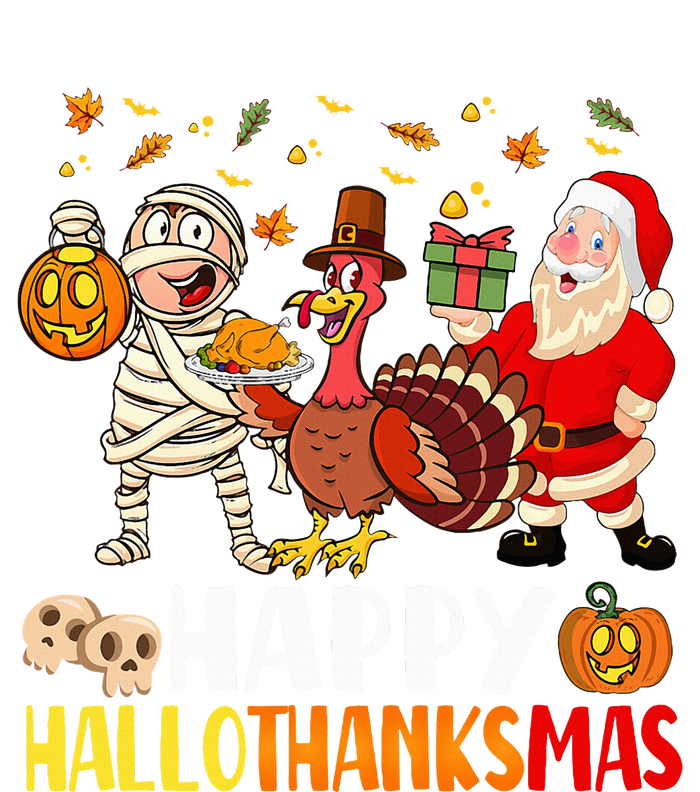 Happy Hallothanksmas Halloween Thanksgiving Christmas Day Grommeted Golf Towel