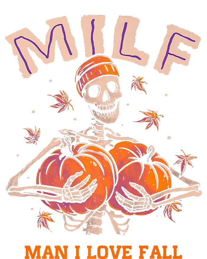 MILF Man I Love Fall Funny Skeleton Pumpkin Autumn Lover Full-Length Apron With Pockets