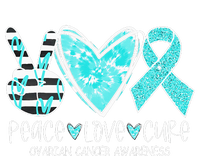 Ovarian Cancer Awareness Teal Ribbon Heart Peace Love Cure Flexfit Unipanel Trucker Cap