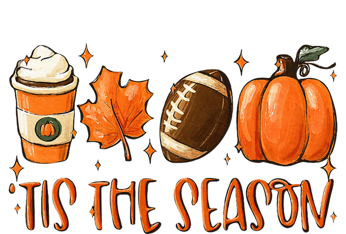 Tis The Season Pumpkin Leaf Latte Fall Thanksgiving Football Valucap Bio-Washed Visor