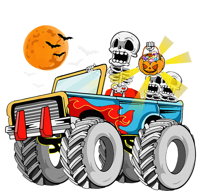 Funny Halloween Skeleton Monster Truck T-Shirt