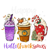 Happy Hallothanksmas Coffee Latte Halloween Thanksgiving Women's Flannel Pajama Set