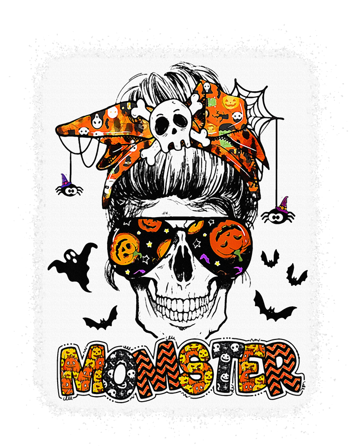 Momster Halloween Costume Skull Mom Messy Hair Bun Monster Baby Bodysuit