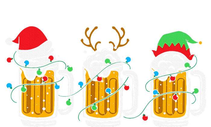 Beer Christmas Mug Santa Reinbeer Xmas Tree Lights T-Shirt