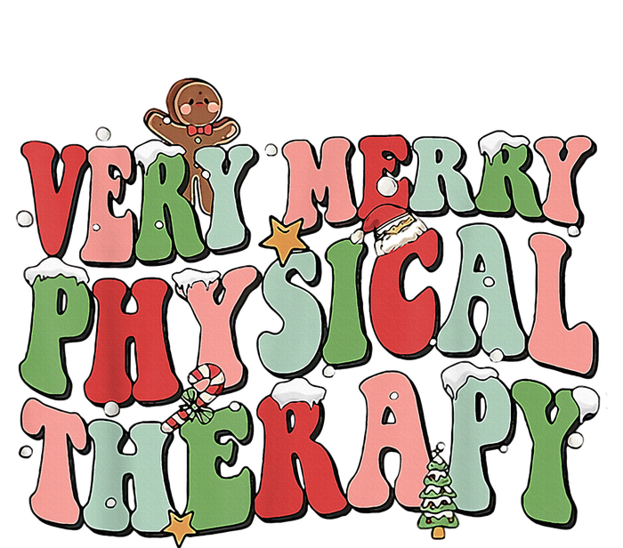 Retro Groovy Very Merry Physical Therapy Funny Christmas T-Shirt