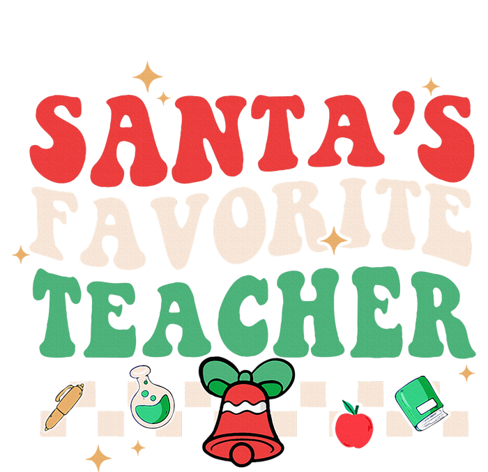 Santas Favorite Teacher Groovy Retro Christmas Long Sleeve Shirt