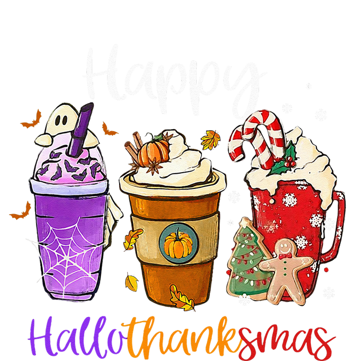 Happy Hallothanksmas Coffee Latte Halloween Thanksgiving Long Sleeve Pajama Set