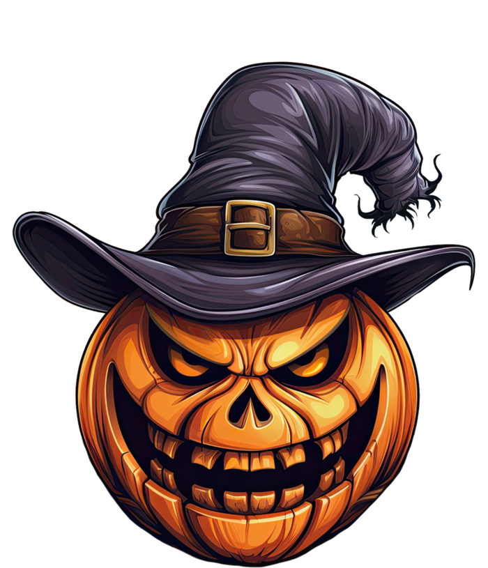 Spooky Carved Pumpkin Face With Witch Hat Halloween Party Cool Gift Tall Long Sleeve T-Shirt