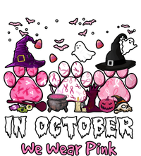 In October We Wear Pink Paw Prints Halloween Witch T-Shirt