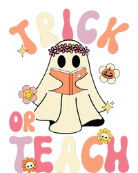 Groovy Halloween Trick Or Teach Retro Floral Ghost Teacher Pom Pom 12in Knit Beanie