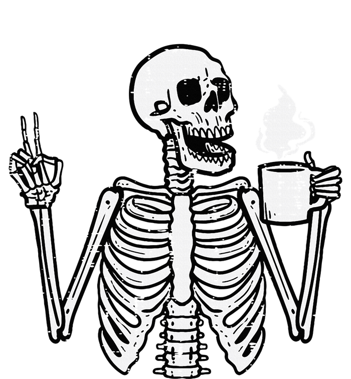 Halloween Skeleton Coffee Peace Funny Costume T-Shirt