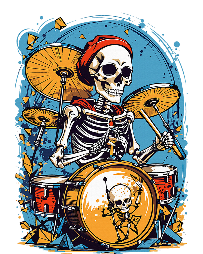 Drummer Skeleton Playing Drums For Halloween Graphic T-Shirt